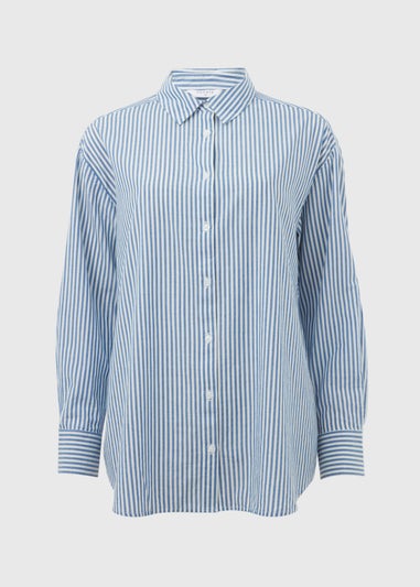 Papaya Petite Blue Stripe Poplin Shirt