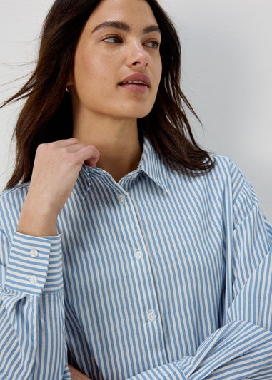 Papaya Petite Blue Stripe Poplin Shirt