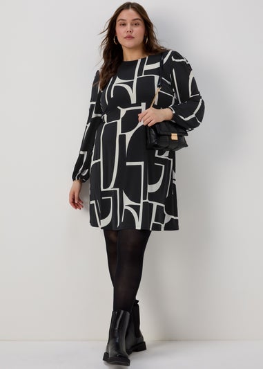 Et Vous Monochrome Geometric Mini Dress