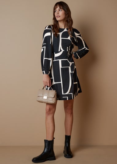 Et Vous Monochrome Geometric Mini Dress