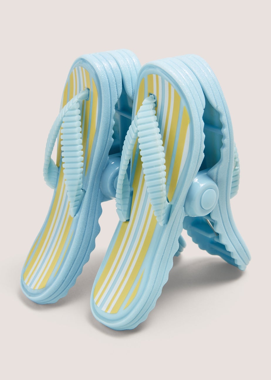 2 Pack Light Blue Beach Flipflop Towel Clips