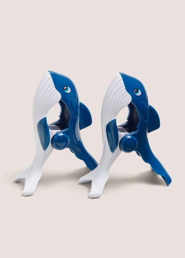 2 Pack Blue Beach Whale Towel Clips