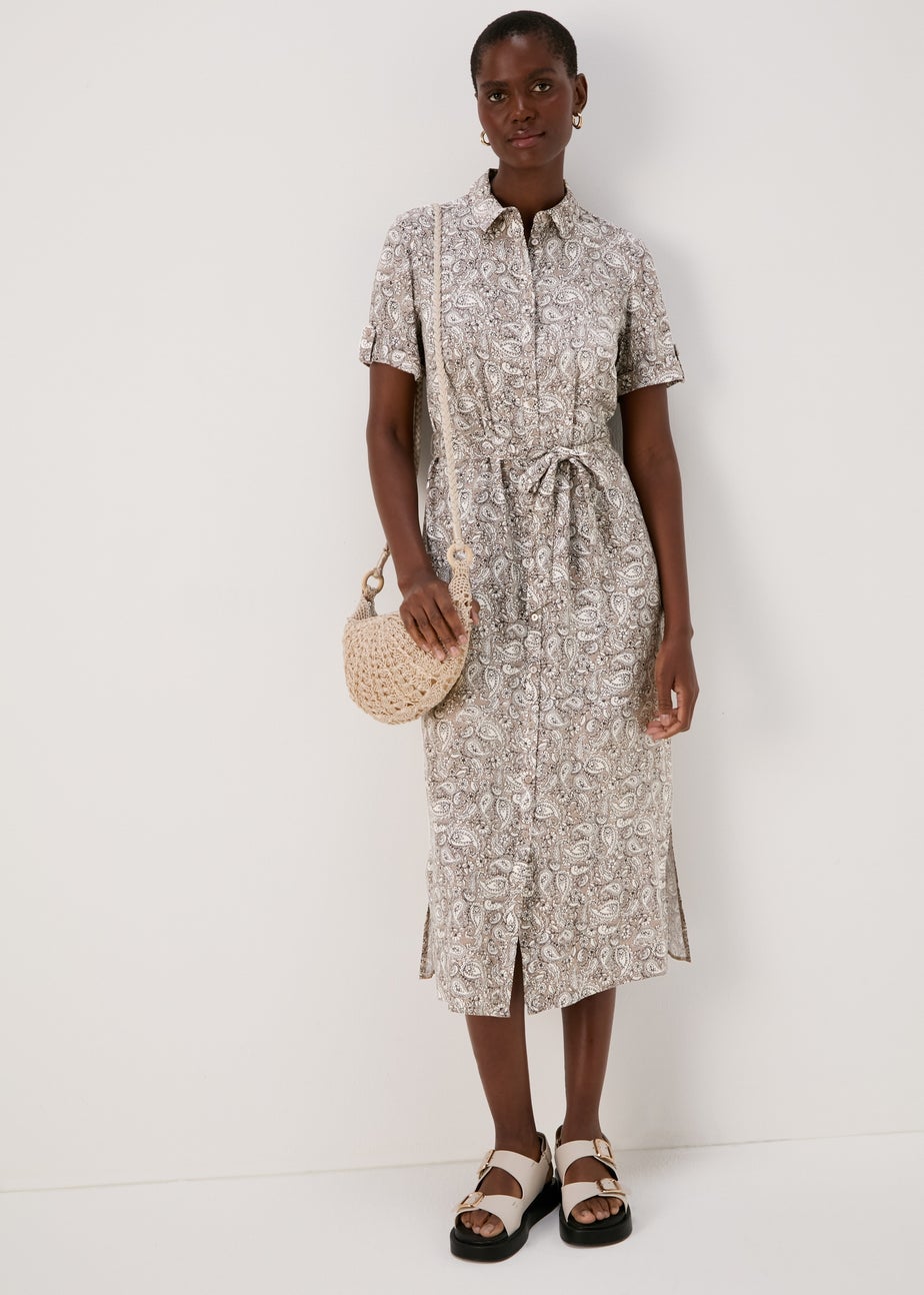 Papaya Petite Stone Paisley Viscose Shirt Dress