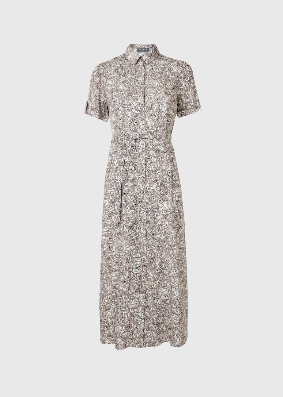 Papaya Petite Stone Paisley Viscose Shirt Dress