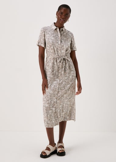 Papaya Petite Stone Paisley Viscose Shirt Dress
