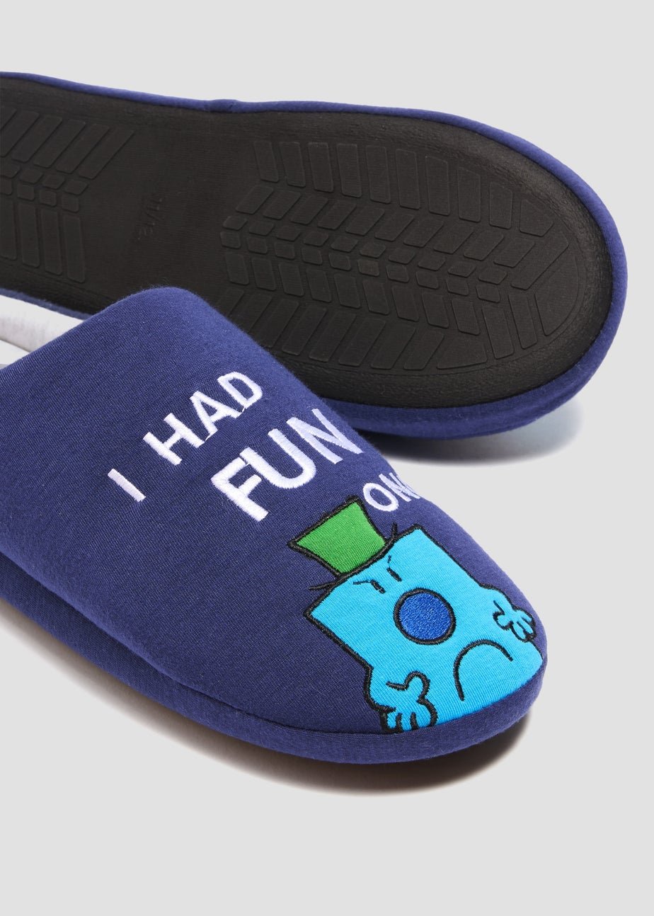 Mr Grumpy Navy Slippers