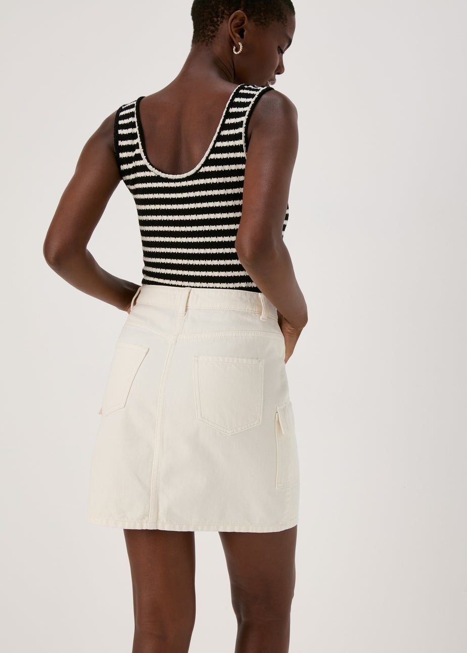 Ecru Denim Utility Skirt