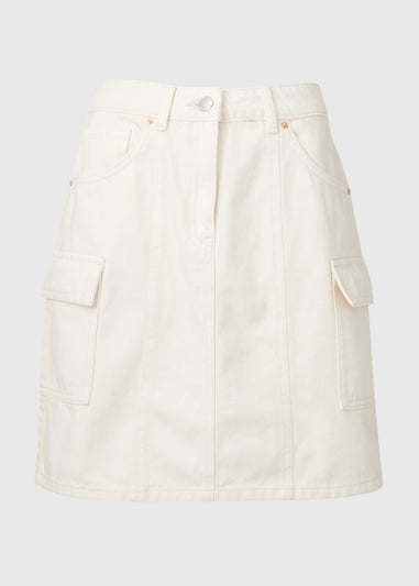 Ecru Denim Utility Skirt