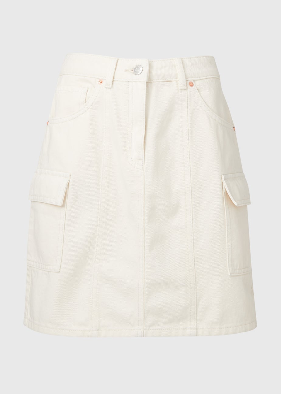 Ecru Denim Utility Skirt
