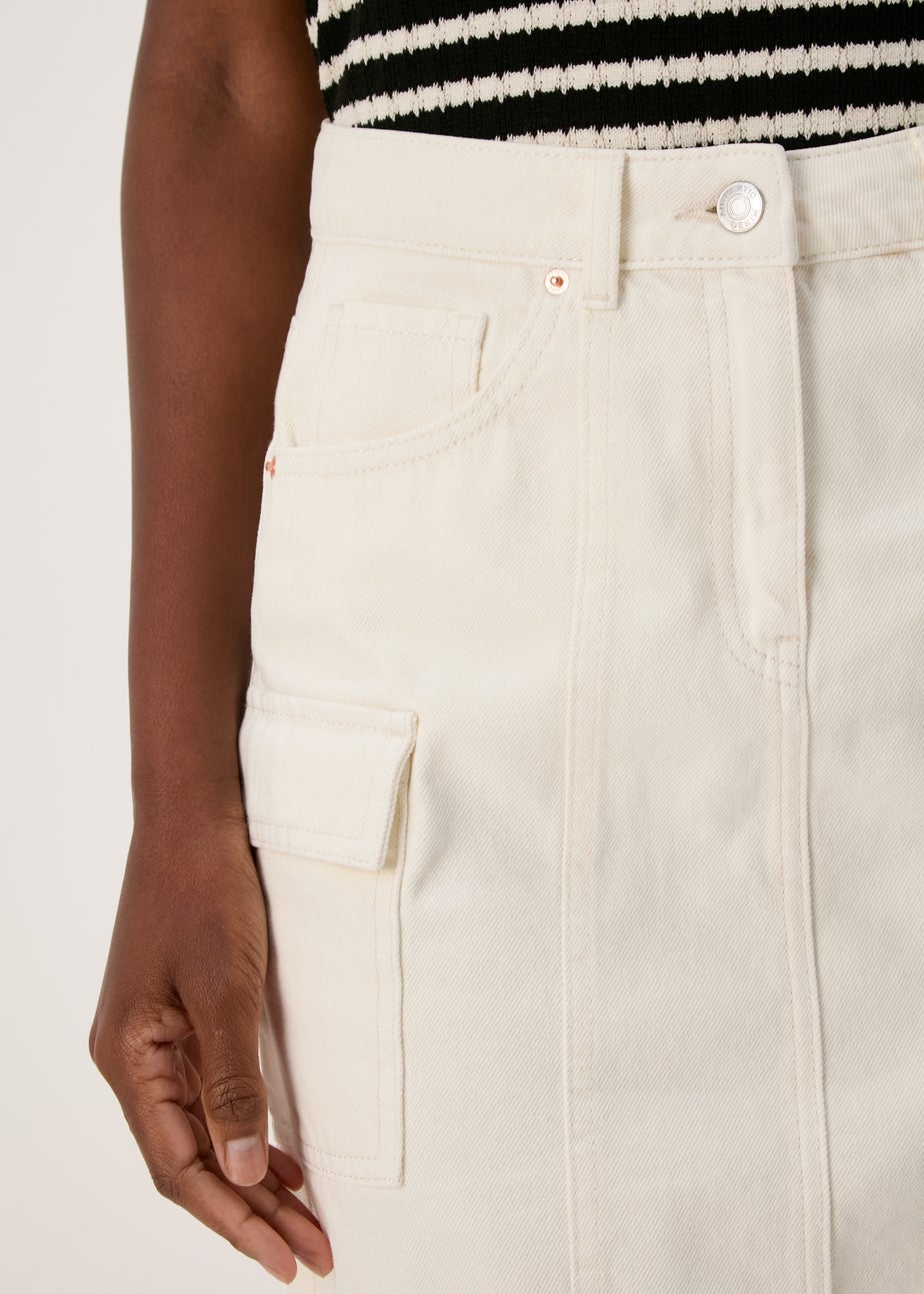 Ecru Denim Utility Skirt