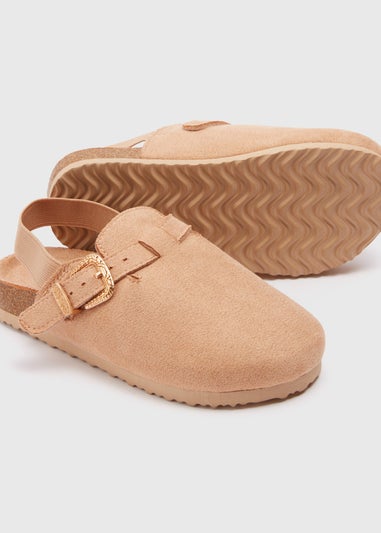 Girls Taupe Clog Mules (Younger 10- Older 5)