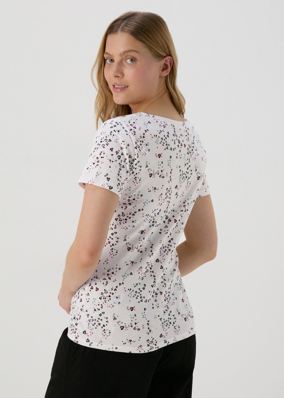 White Heart Print Perfect T-Shirt