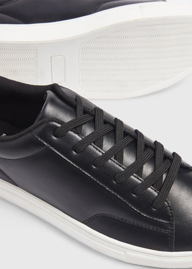 Black PU Court Trainers