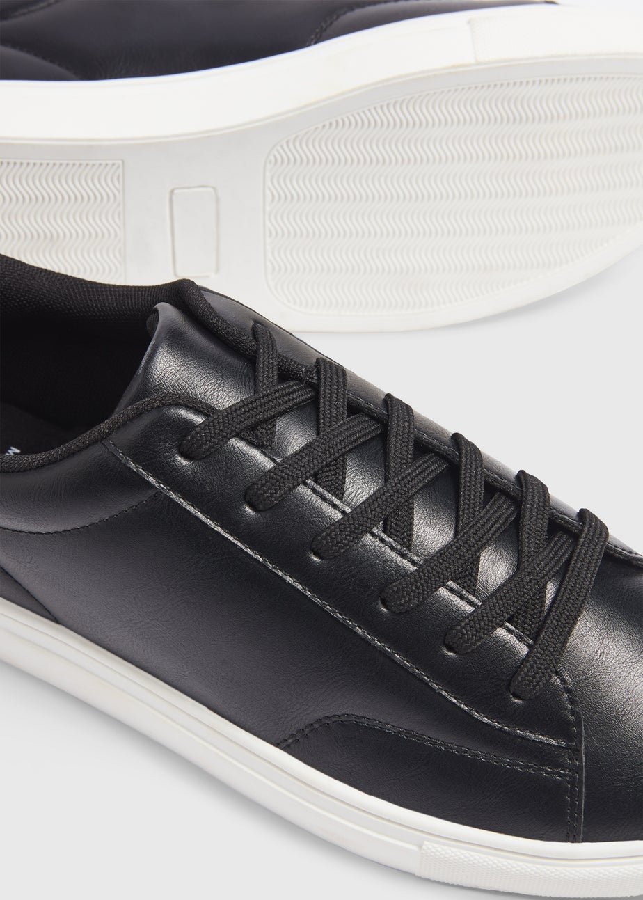 Black PU Court Trainers