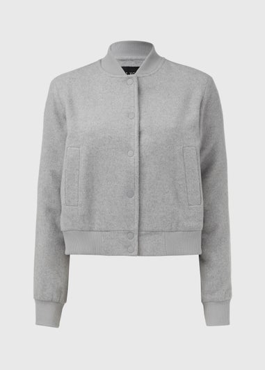 Et Vous Grey Textured Bomber Jacket
