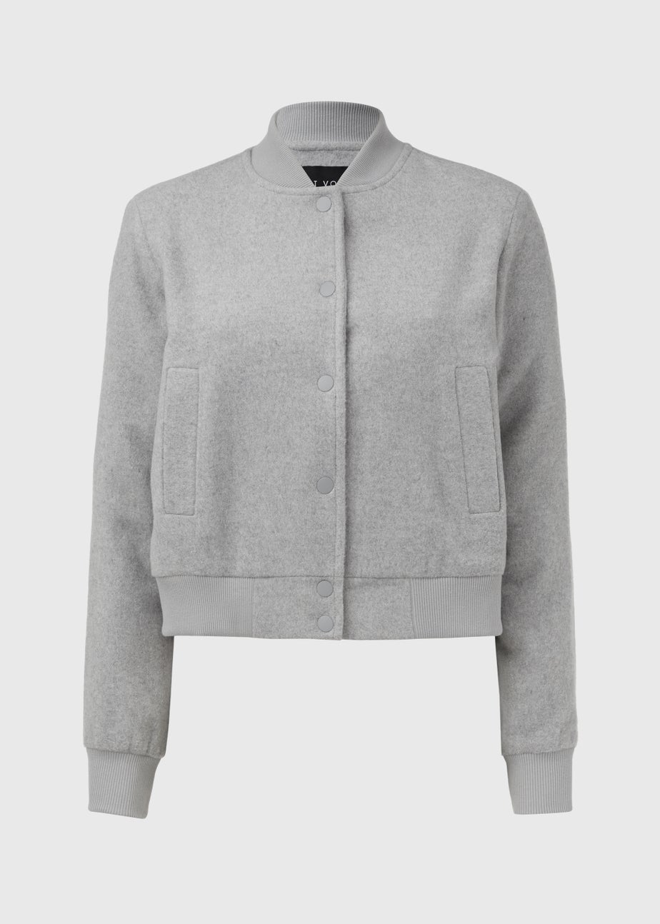 Et Vous Grey Textured Bomber Jacket
