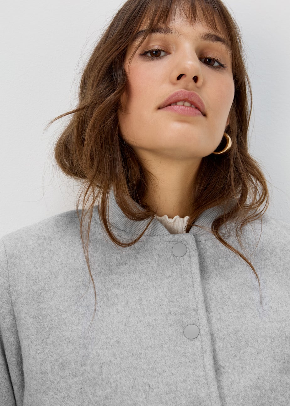 Et Vous Grey Textured Bomber Jacket