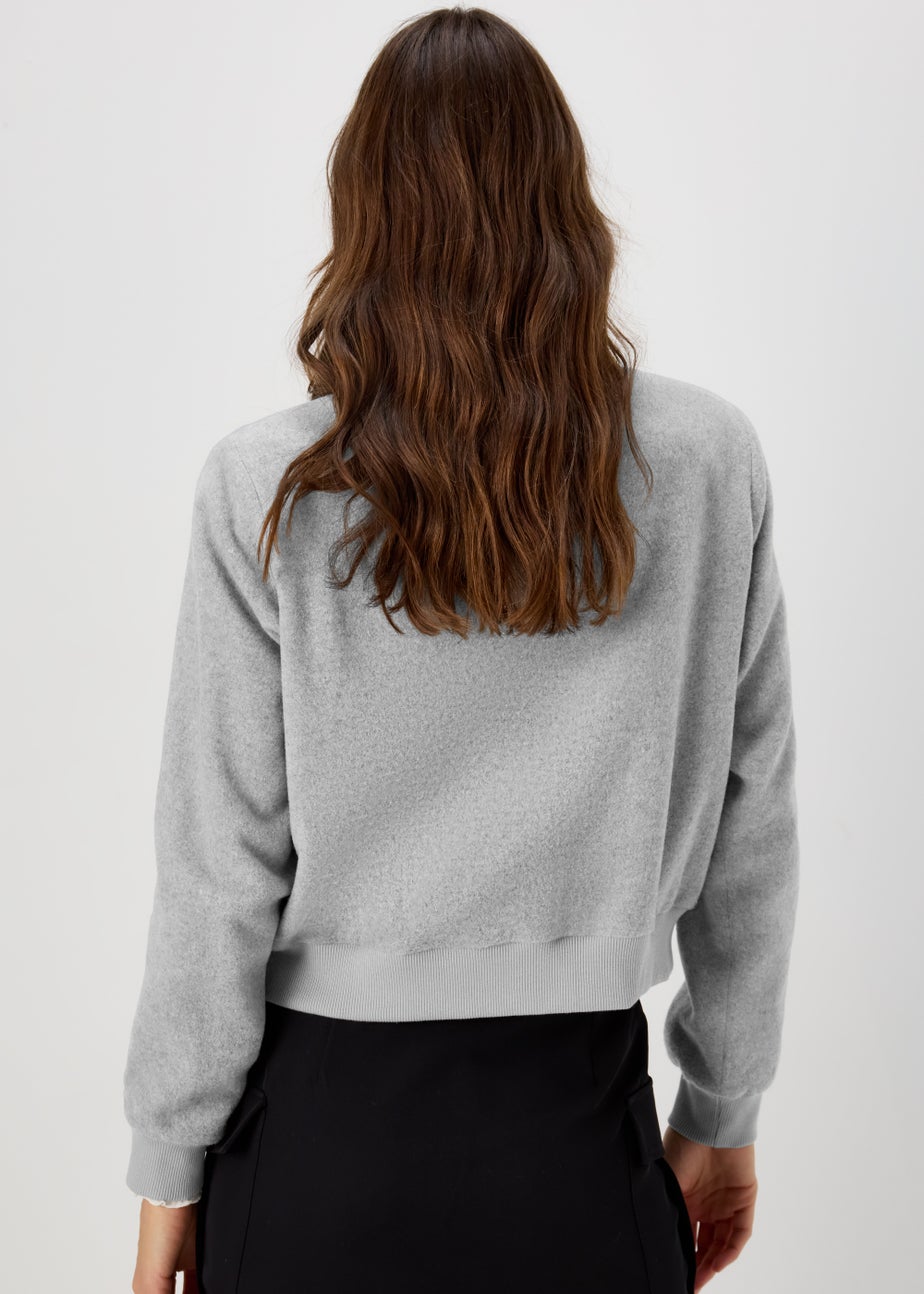 Et Vous Grey Textured Bomber Jacket