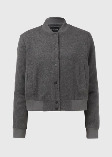 Et Vous Charcoal Textured Bomber Jacket