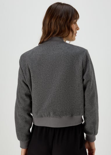 Et Vous Charcoal Textured Bomber Jacket