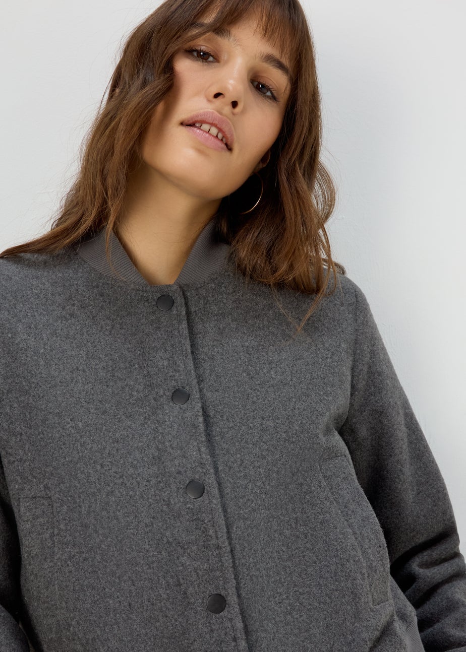 Et Vous Charcoal Textured Bomber Jacket