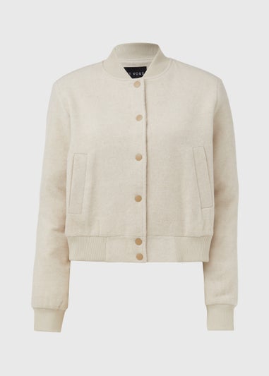 Et Vous Oatmeal Textured Bomber Jacket