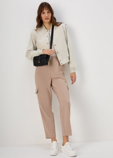 Et Vous Oatmeal Textured Bomber Jacket