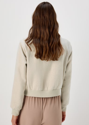 Et Vous Oatmeal Textured Bomber Jacket