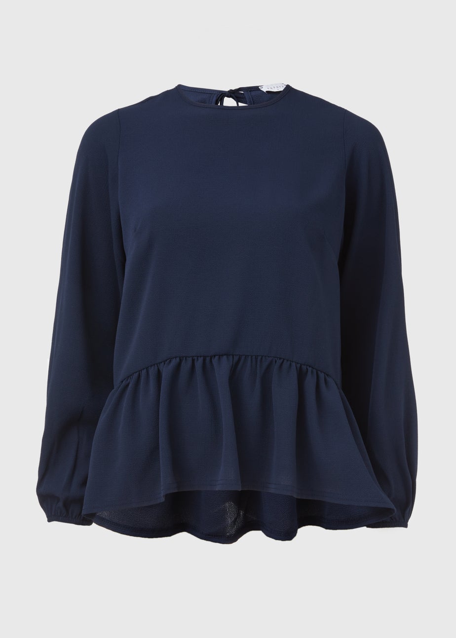 Navy Peplum Blouse