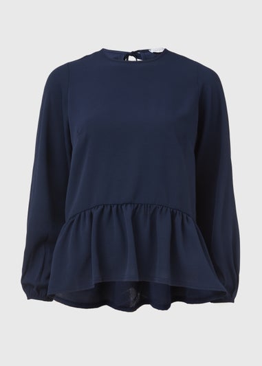 Navy Peplum Blouse