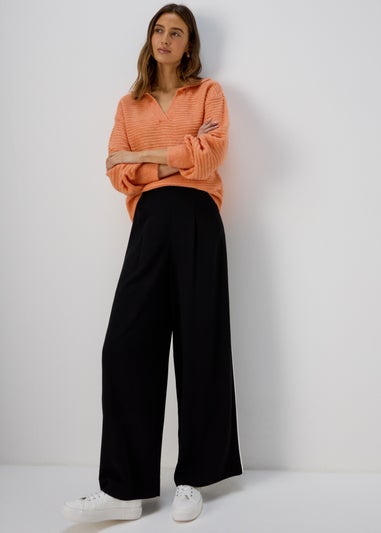 Et Vous Orange V Neck Polo Jumper