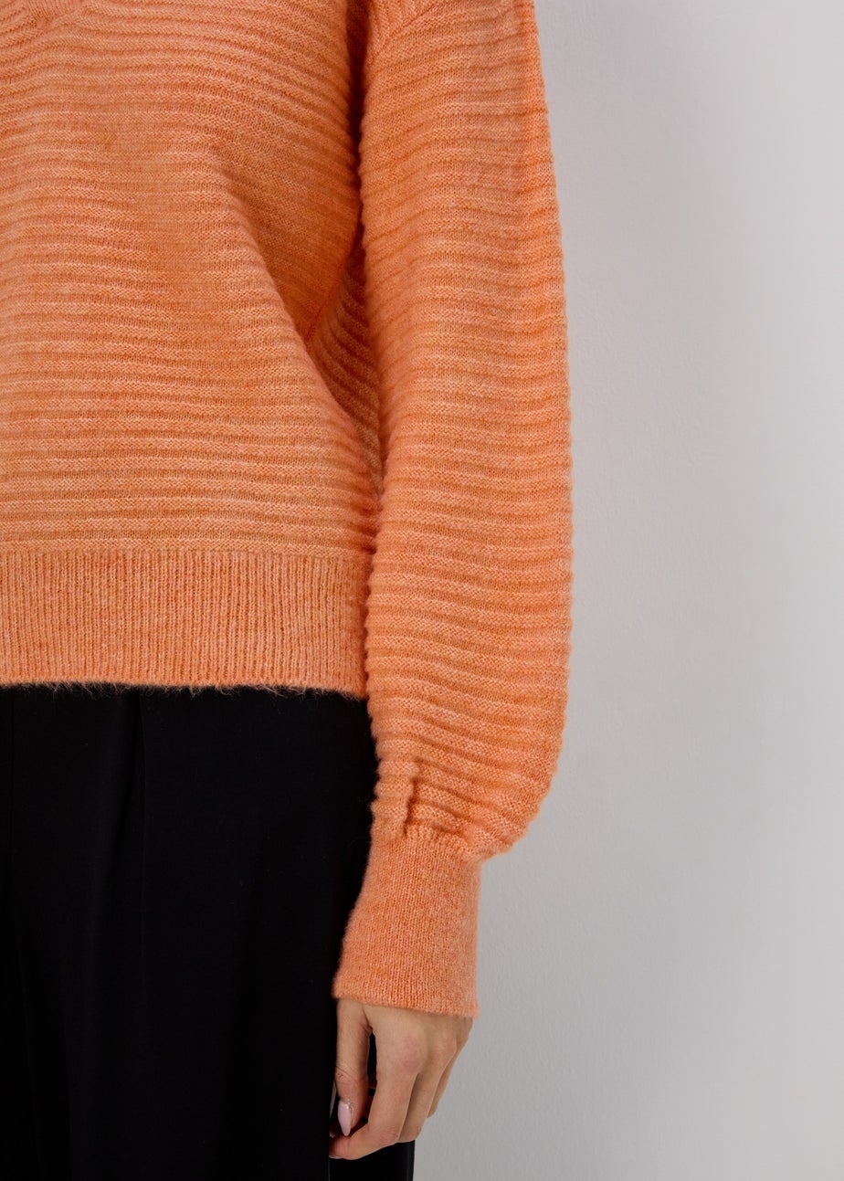 Et Vous Orange V Neck Polo Jumper