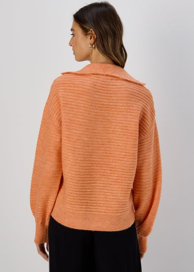 Et Vous Orange V Neck Polo Jumper