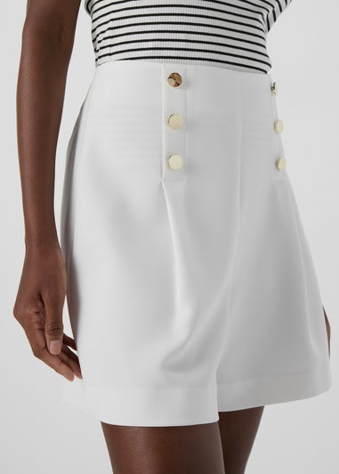 Et Vous White Button Shorts