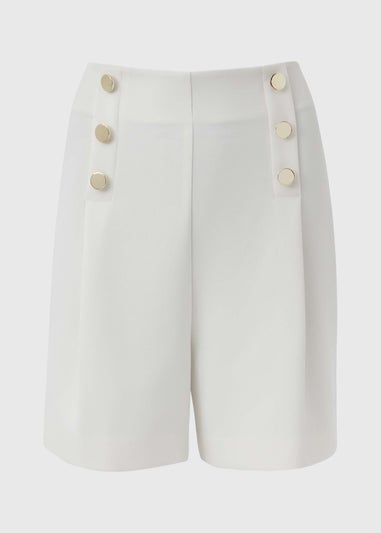Et Vous White Button Shorts