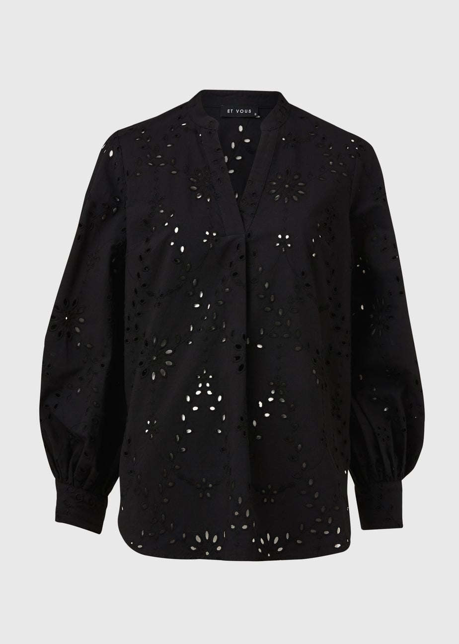 Et Vous Black Schiffli Shirt