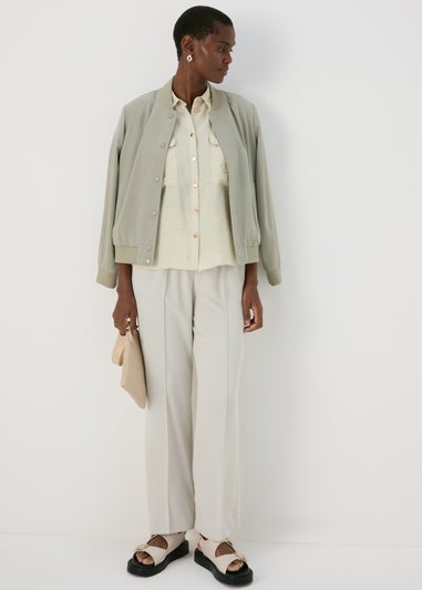 Et Vous Nude Oatmeal Sleeveless Utility Blouse Top