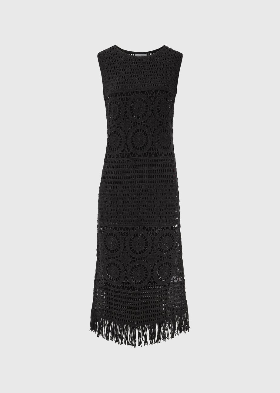 Black Crochet Midi Dress