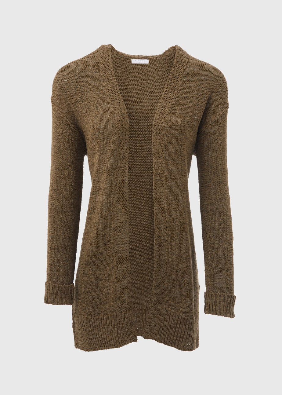 Papaya Petite Khaki Knit Cardigan