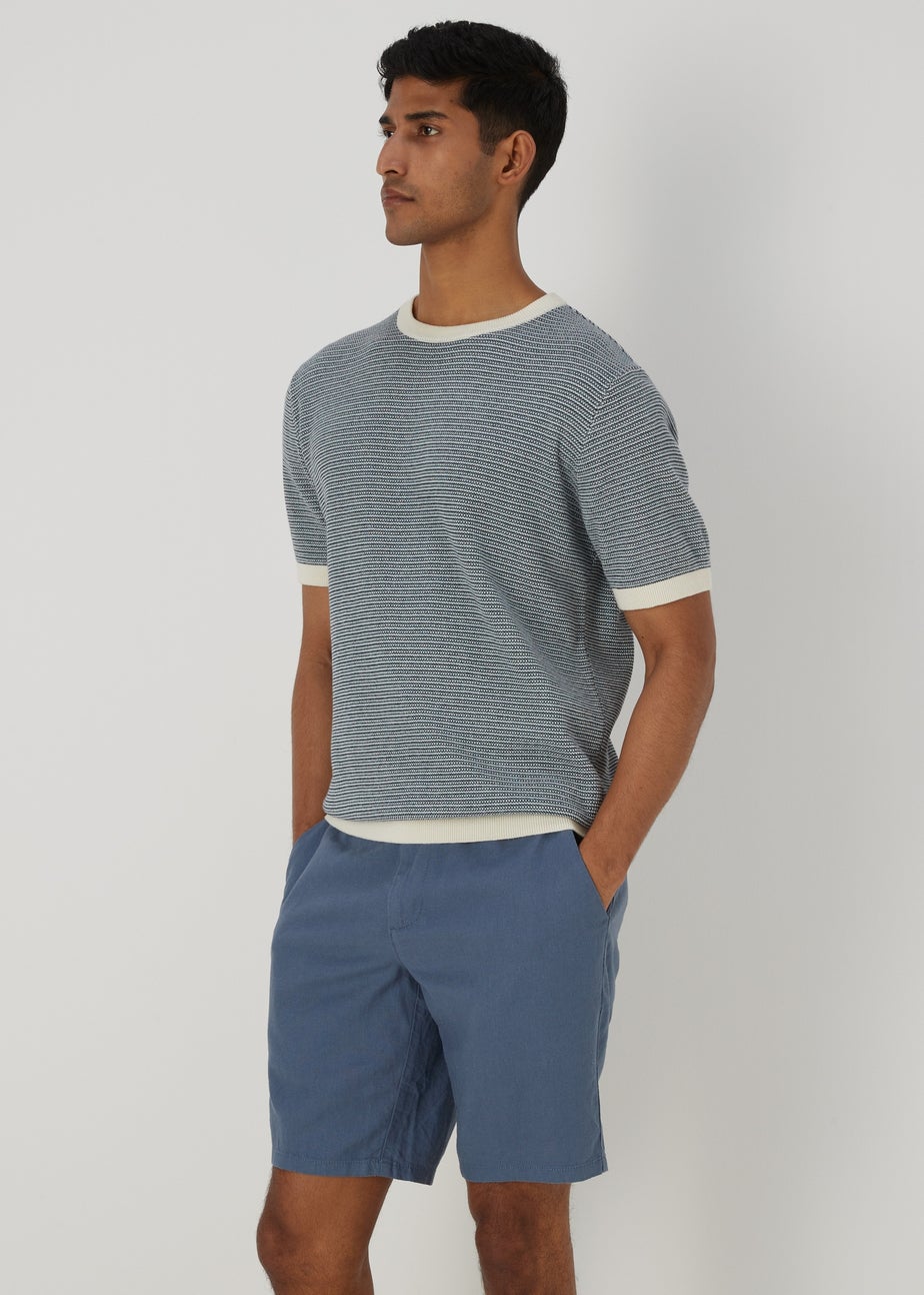 Blue Linen Chino Shorts