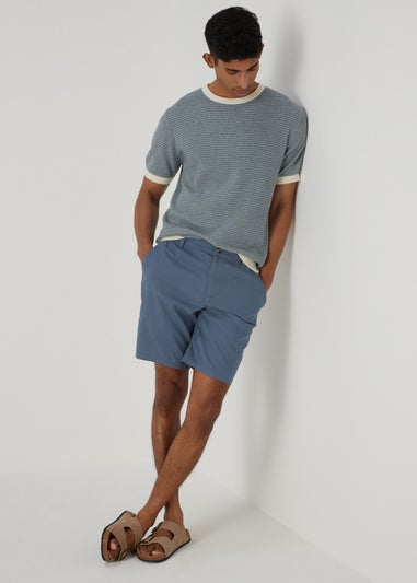 Blue Linen Chino Shorts