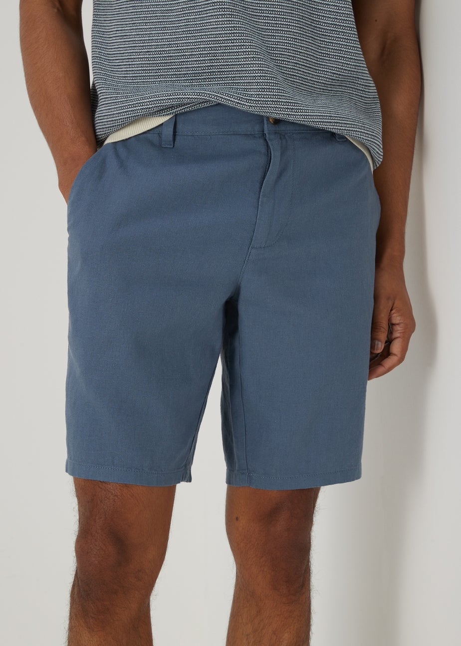 Blue Linen Chino Shorts