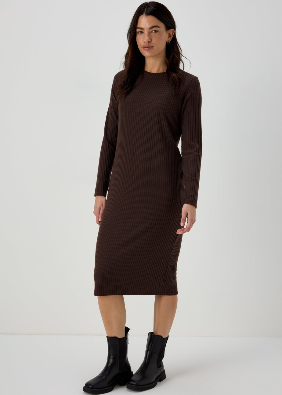 Workwear Dresses Black Work Dress Matalan Roman Black Textured A-Line  Knitted Jumper Dress Matalan