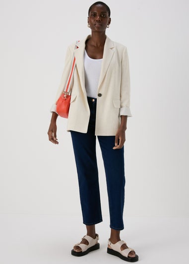 Papaya Petite Stone Power Fixture Linen Blazer