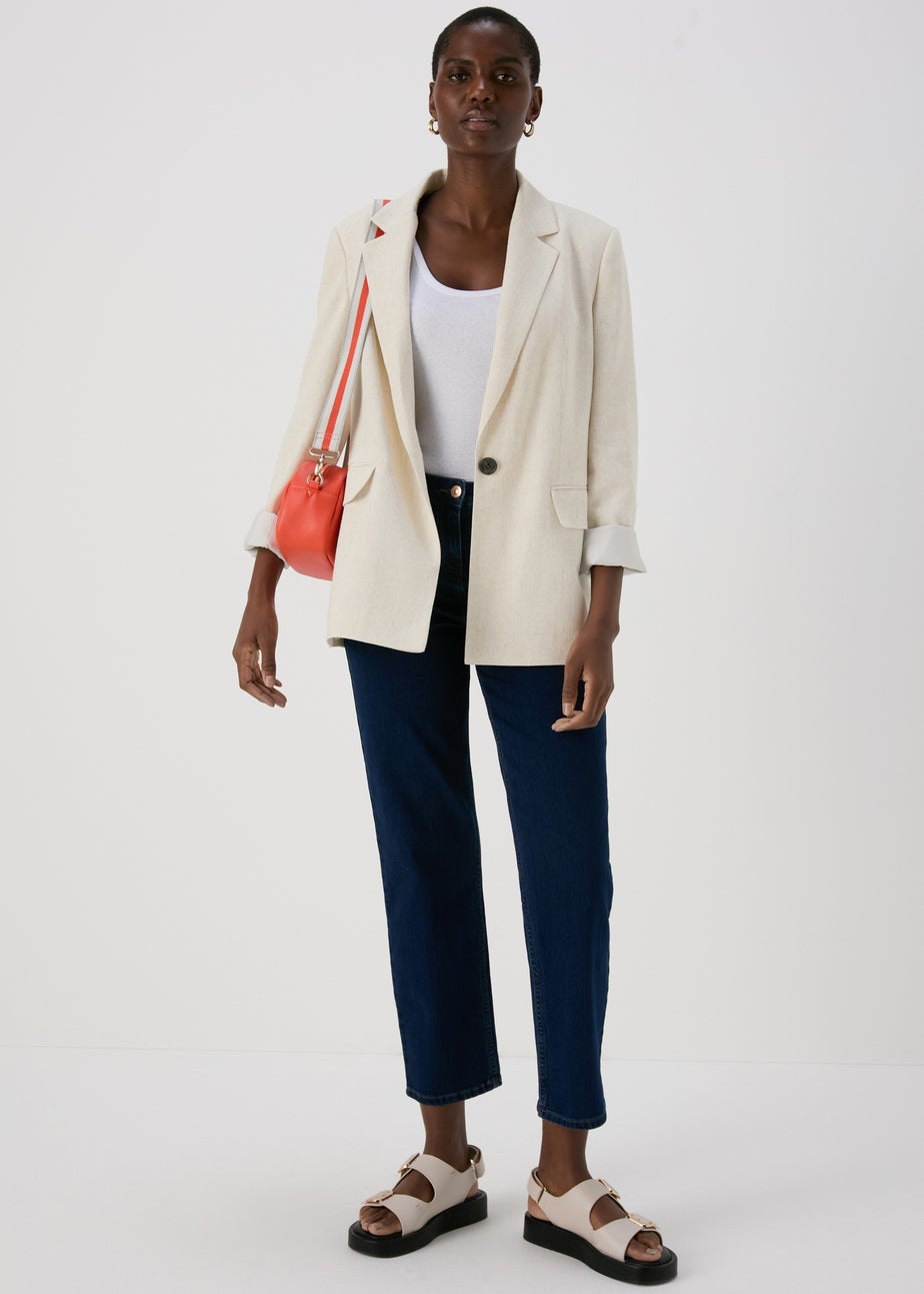 Papaya Petite Stone Power Fixture Linen Blazer