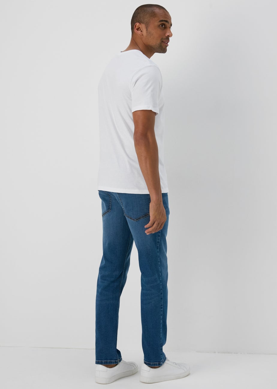 Mid Wash Comfort Fit Denim Jeans