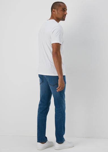 Mid Wash Comfort Fit Denim Jeans