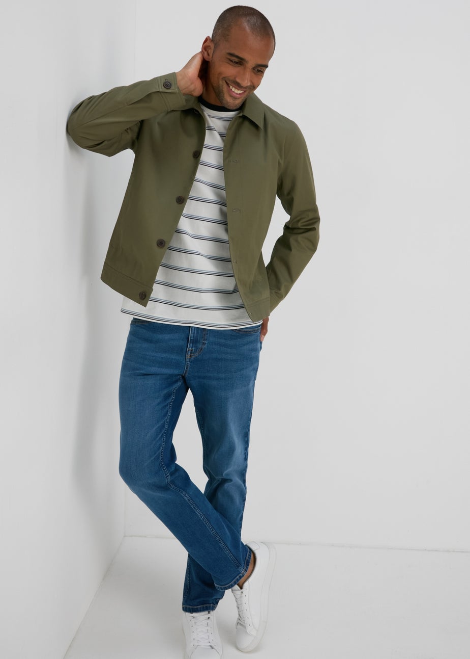 Mid Wash Comfort Fit Denim Jeans