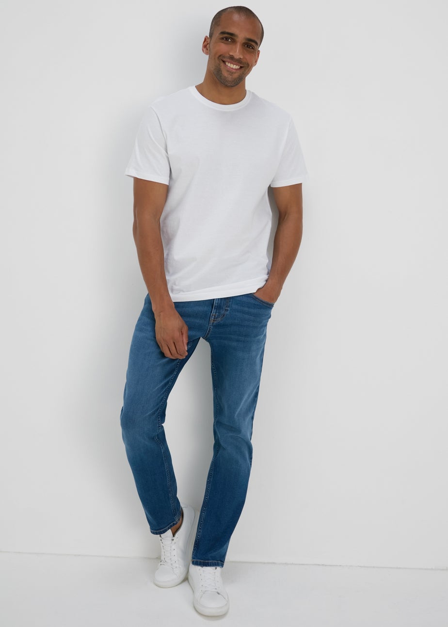 Mid Wash Comfort Fit Denim Jeans