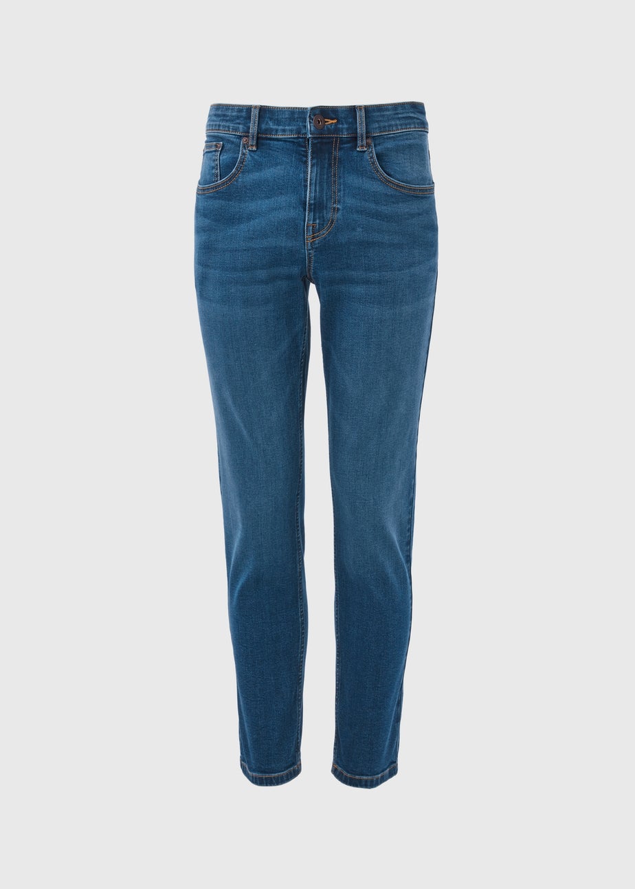 Mid Wash Comfort Fit Denim Jeans